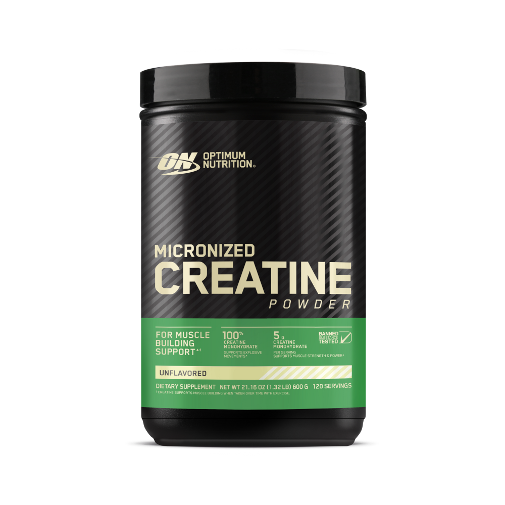 Optimum Nutrition Micronized Creatine Powder, 600g container, supports muscle building