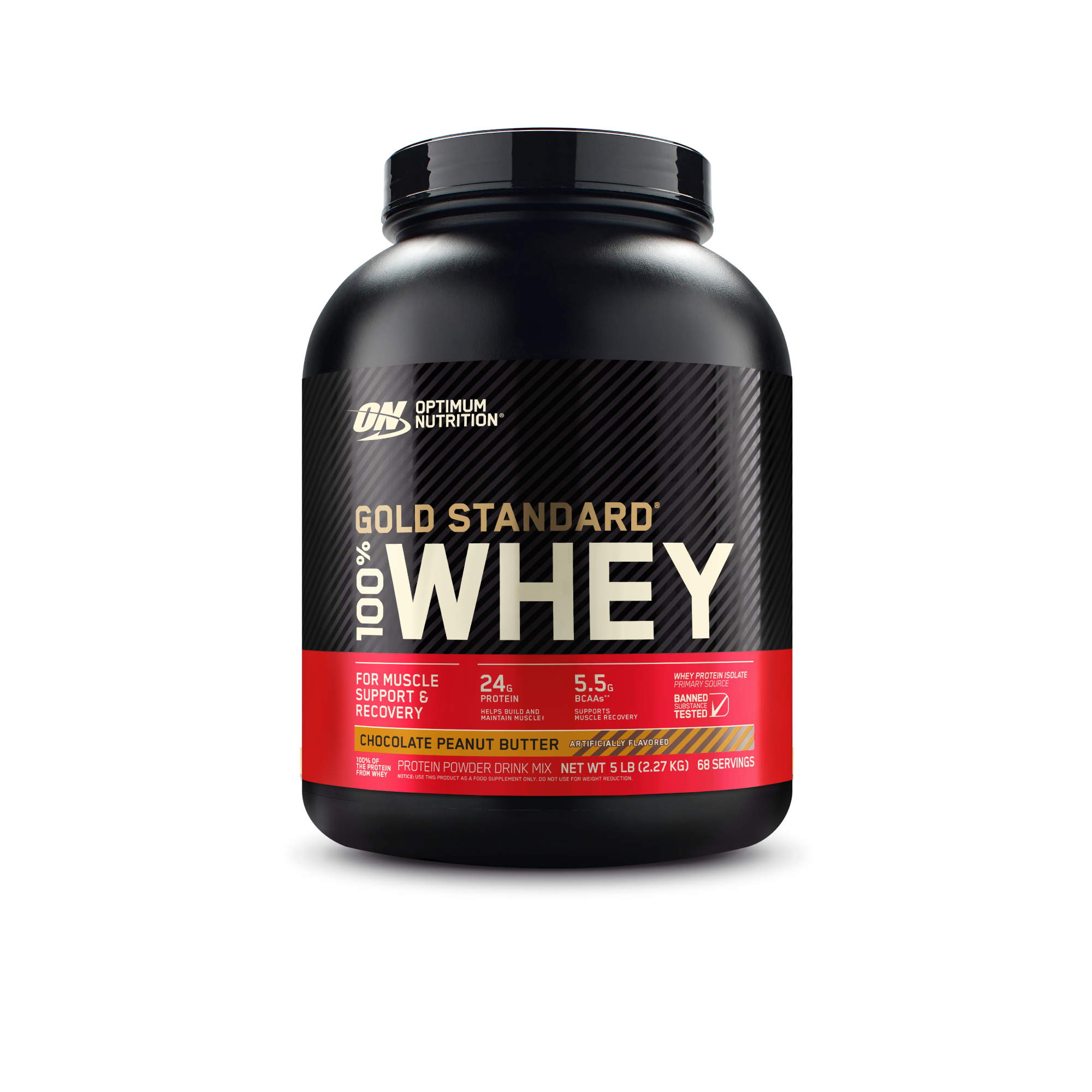Optimum Nutrition Gold Standard 100% Whey Protein, 5 lb container, Coffee flavor, for muscle support and recovery