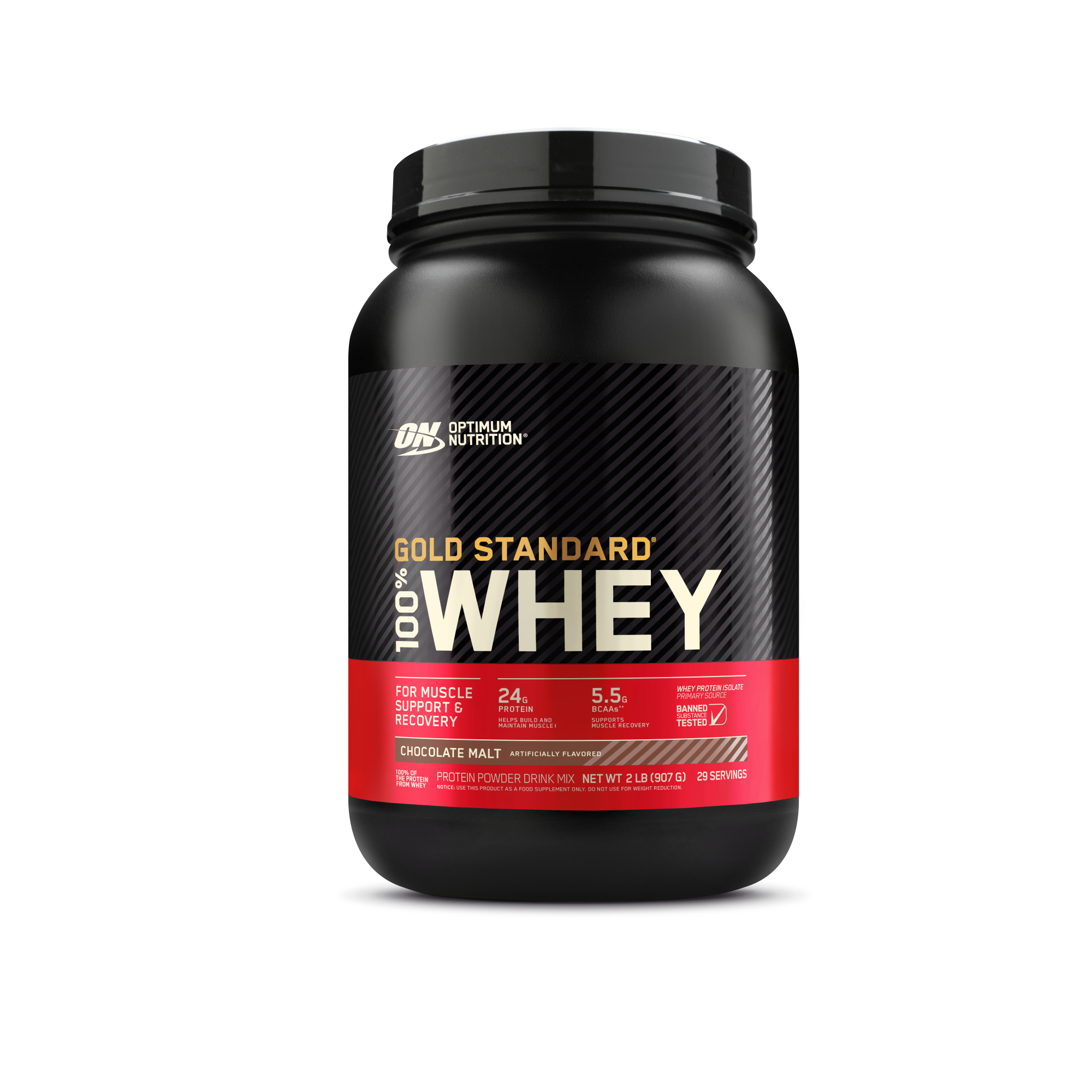 Optimum Nutrition Gold Standard 100% Whey Protein, 5 lb container, Chocolate Malt flavor, for muscle support and recovery