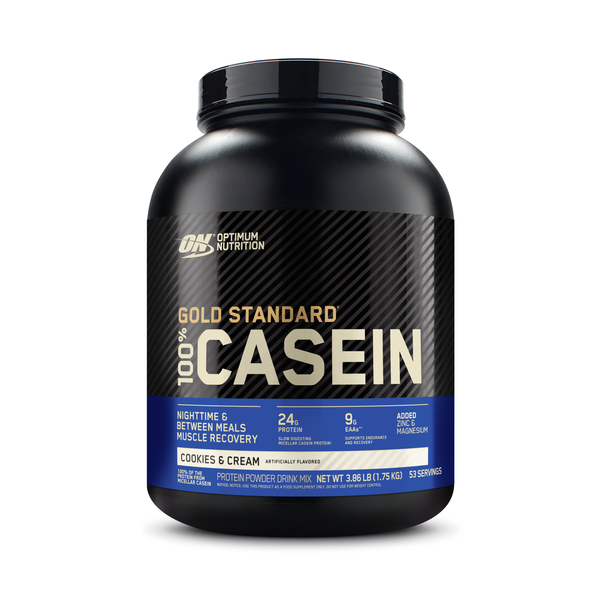 Gold Standard 100% Casein Protein Powder, 24g of premium micellar casein protein, Cookies & Cream flavor, size 4 lb, for muscle support and recovery