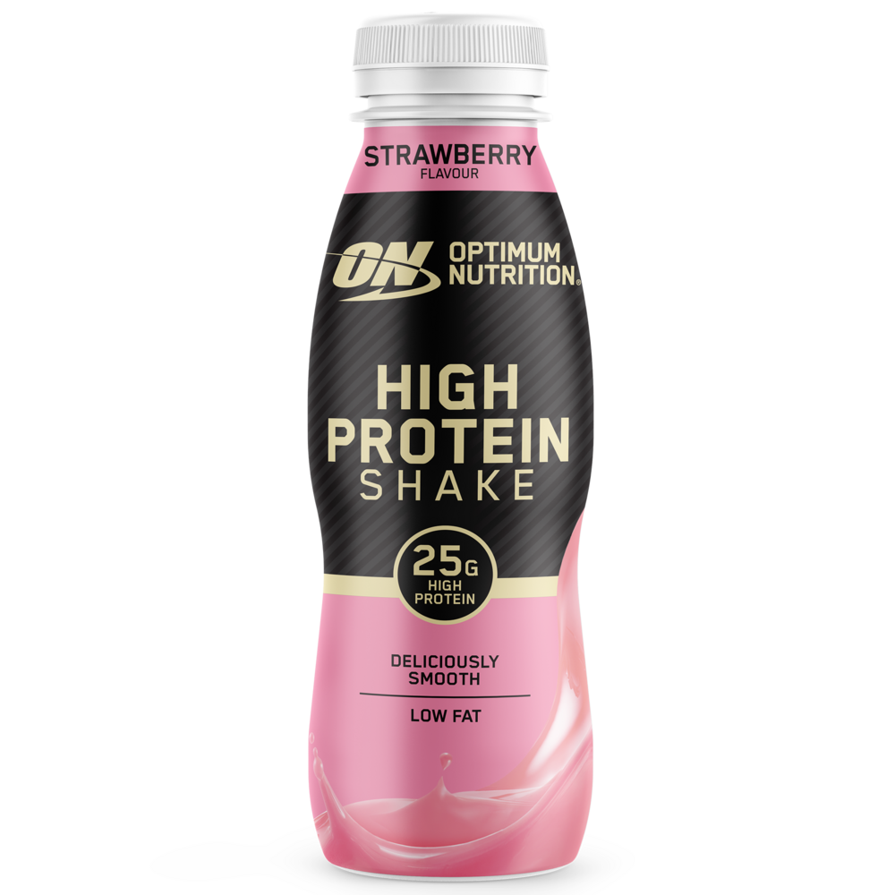 ON Optimum Nutrition High Protein Shake, strawberry flavor, 25g protein, low fat