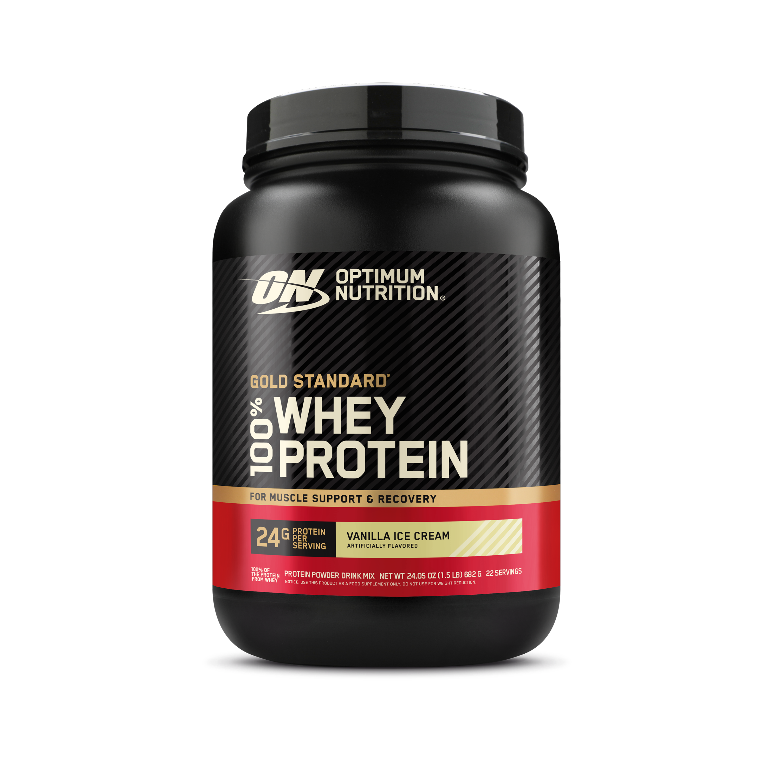 Optimum Nutrition Gold Standard 100% Whey Protein, 10 lb container, Vanilla Ice Cream - NSF flavor, for muscle support and recovery