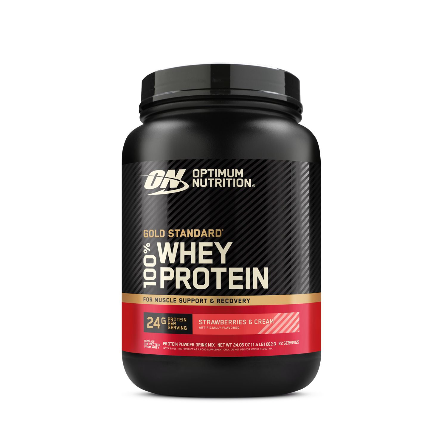 Optimum Nutrition Gold Standard 100% Whey Protein, 1 lb container, Vanilla Ice Cream flavor, for muscle support and recovery