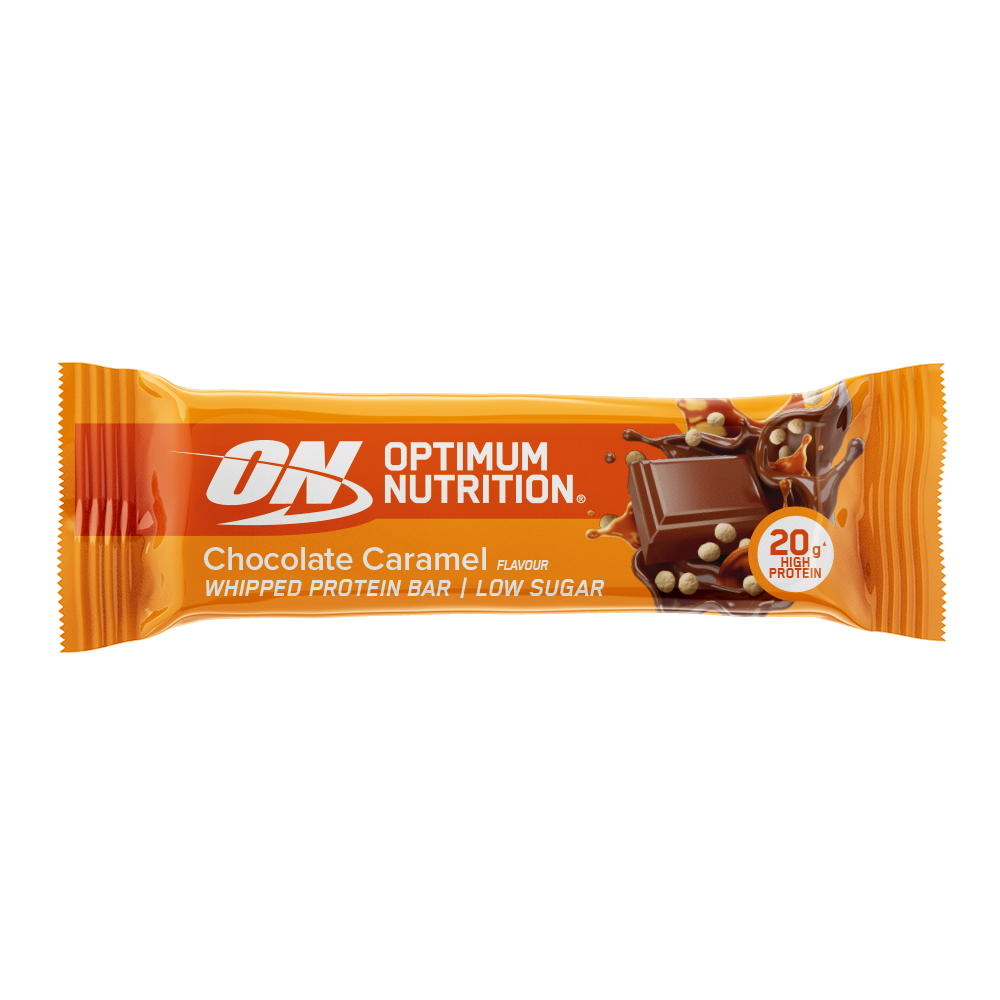 Optimum Nutrition Chocolate Caramel Whipped Protein Bar, low sugar, 20g protein