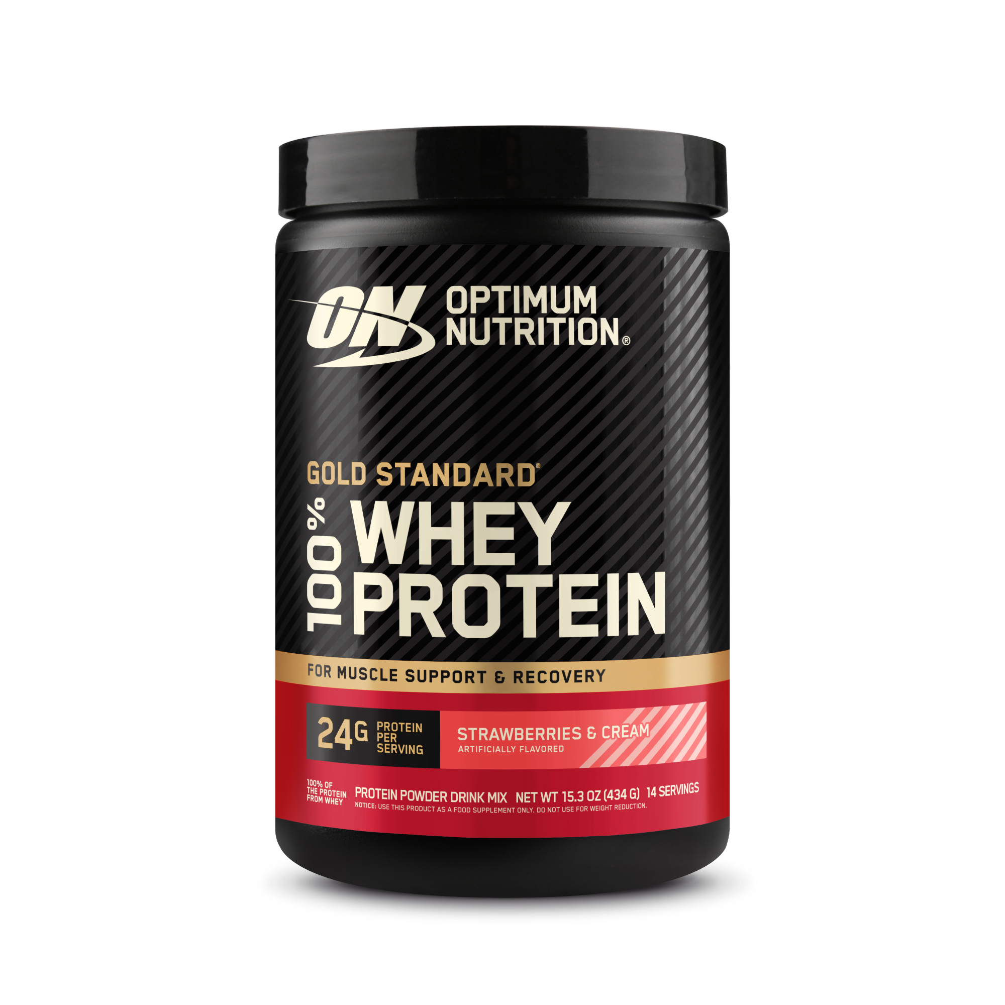Optimum Nutrition Gold Standard 100% Whey Protein, 2 lb container, Vanilla Ice Cream flavor, for muscle support and recovery