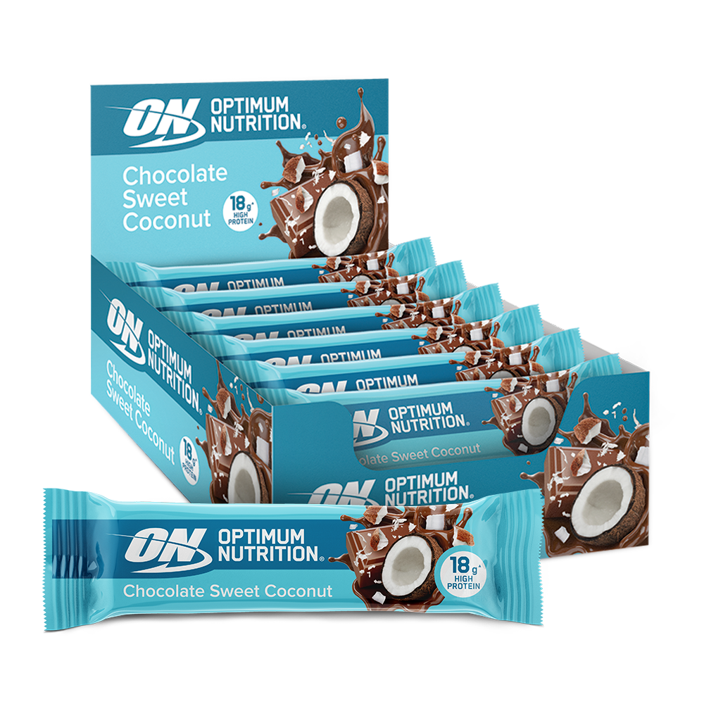 Optimum Nutrition Chocolate Sweet Coconut protein bars, box of multiple bars, 18g protein per bar