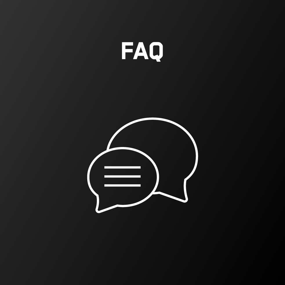 FAQ icon with speech bubble symbols on a dark background