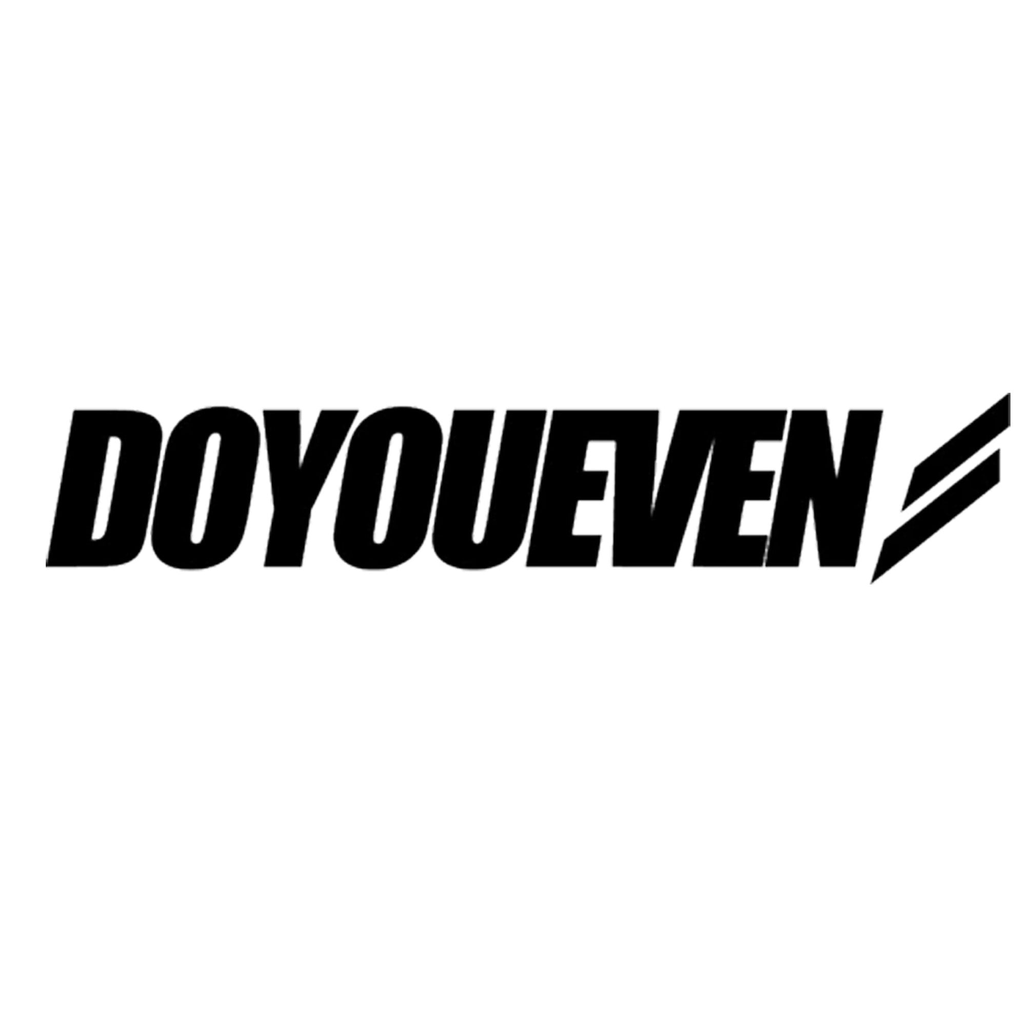 DOYOUEVEN logo, featuring bold, stylized text with a diagonal line accent