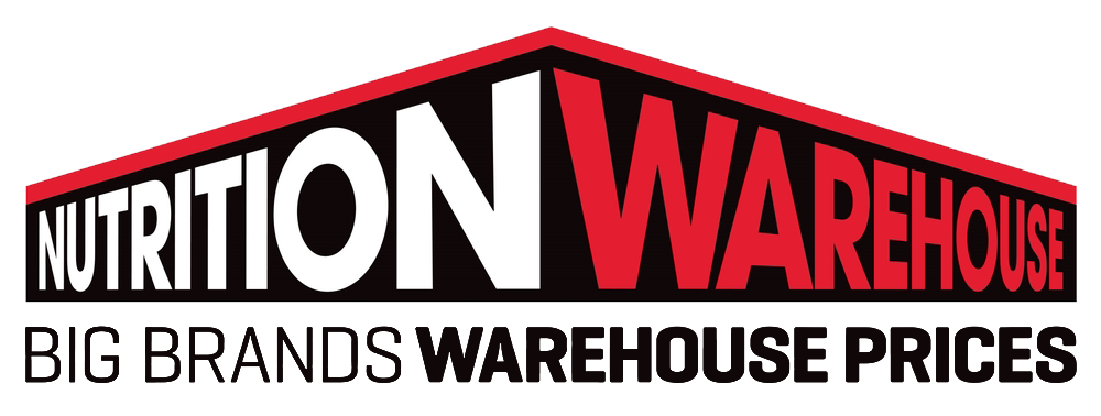 Nutrition Warehouse logo, featuring bold text and a triangular roof design