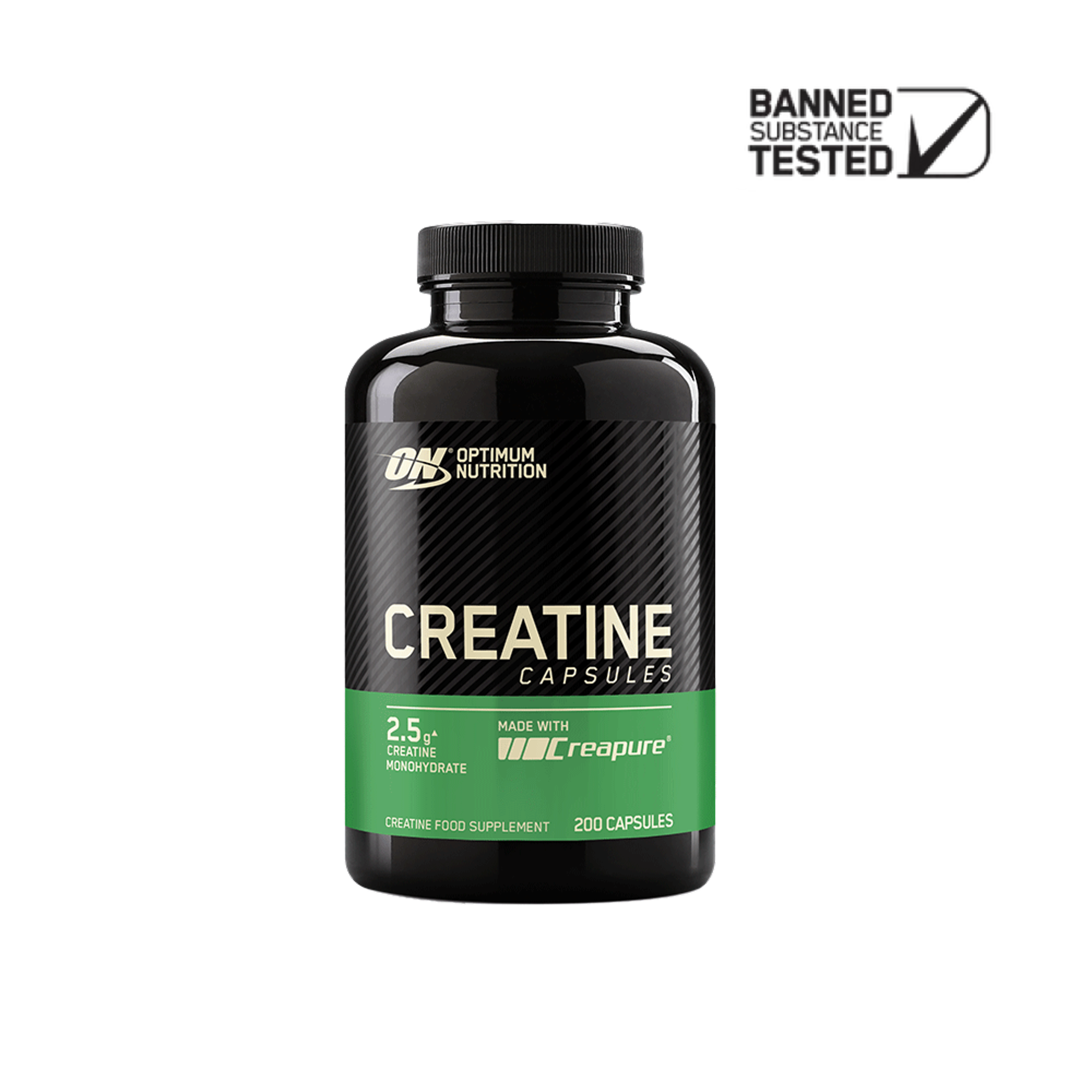 Optimum Nutrition Creatine Capsules, 2.5g creatine monohydrate per serving, 200 capsules