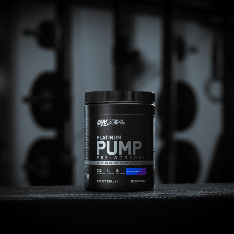 Optimum Nutrition Platinum Pump pre-workout supplement, 380g container, 20 servings