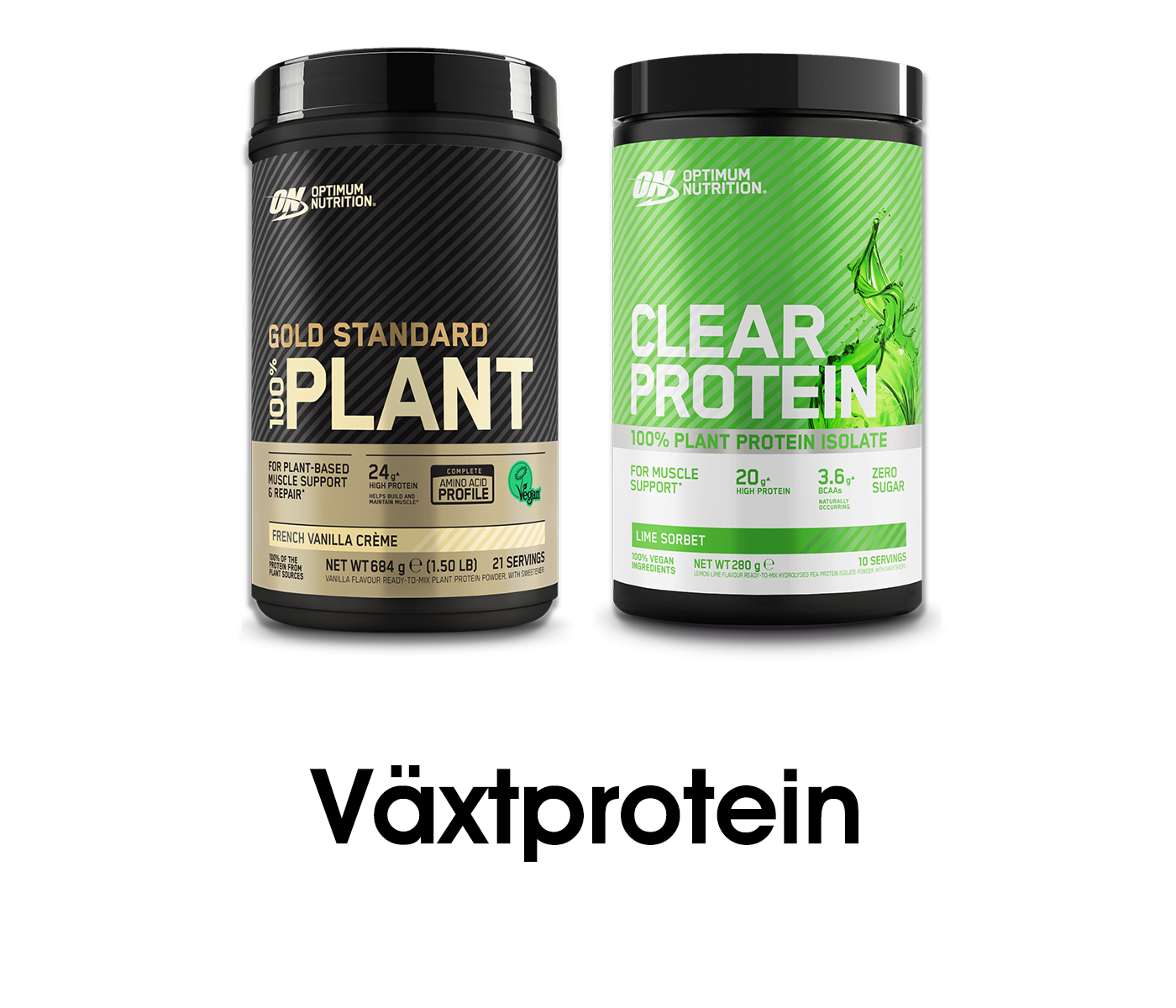 Optimum Nutrition Gold Standard 100% Plant protein, French Vanilla Crème, and Clear Protein, Lime Sorbet, plant-based protein supplements