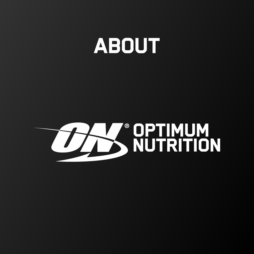 Optimum Nutrition logo with the text "About" above it