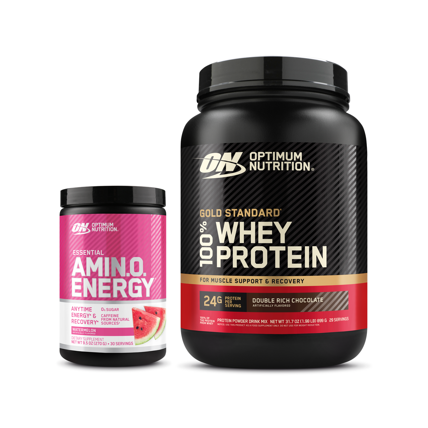 Optimum Nutrition Gold Standard 100% Whey Protein, Double Rich Chocolate, 2.73 kg, with Essential Amino Energy Watermelon, 30 servings