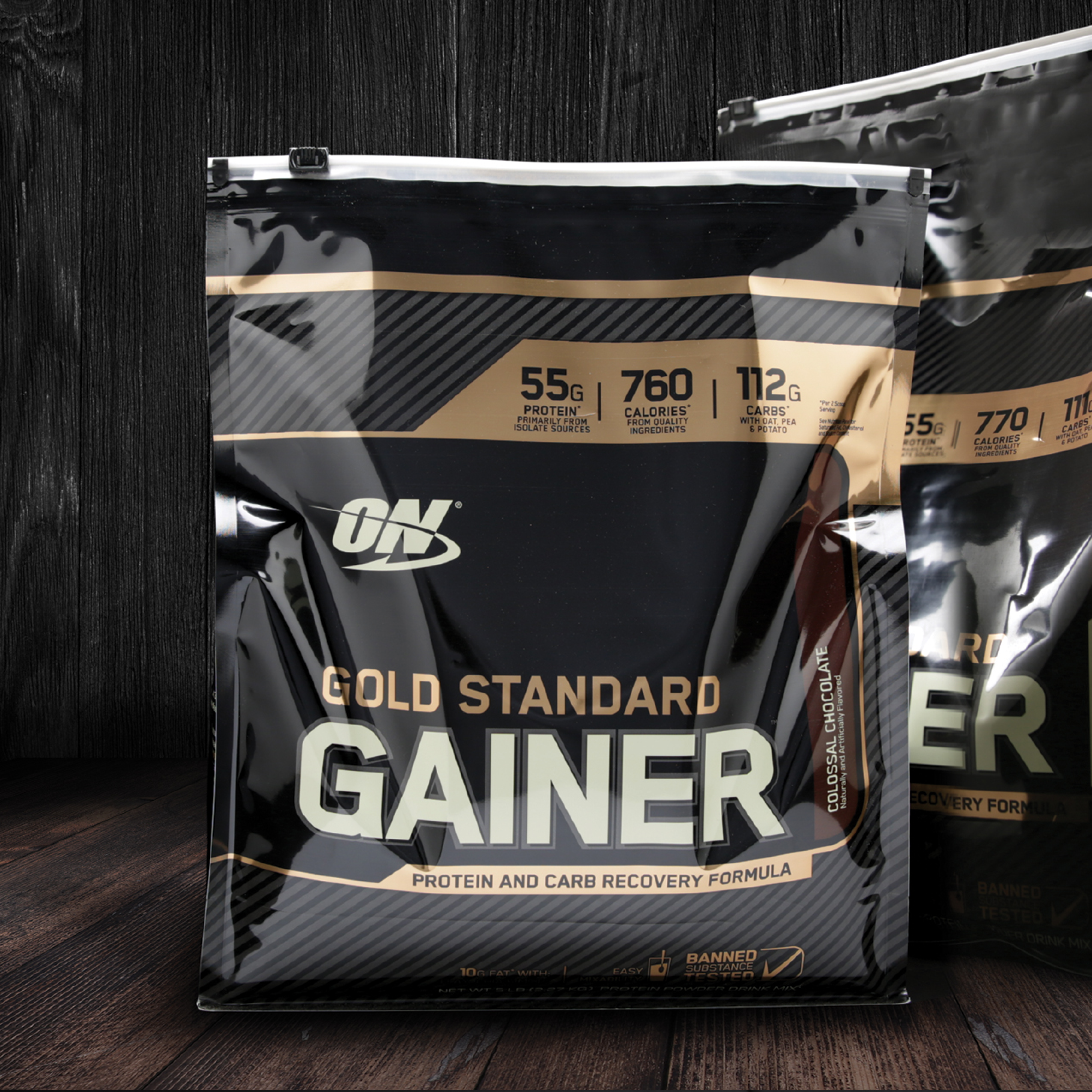 a pouch of optimum nutrition gold standard gainer