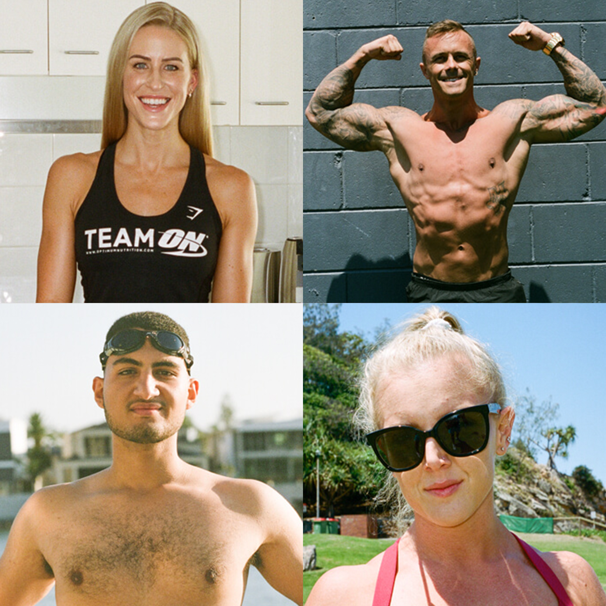 image of four different athletes, two women and two men 